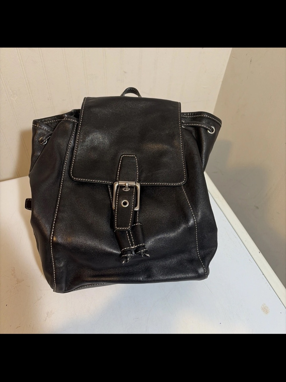 Coach Legacy Mini Backpack 9569. Black leather with draw string